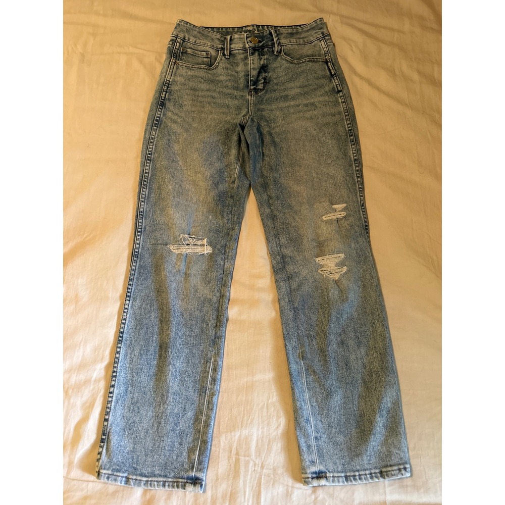 White House Black Market Distressed Acid Wash‎ Straight Leg Jeans #105